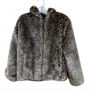 DONNA SALYERS' Fabulous Furs faux Leopard Hooded Parka Coat